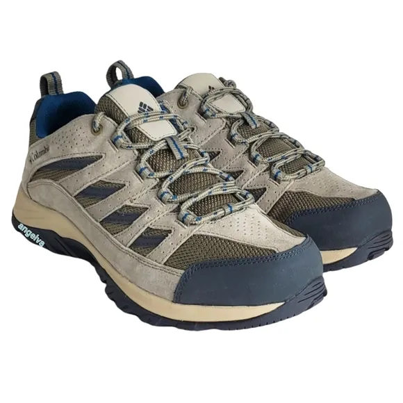 New Columbia crestwood suede mesh lace up hiking shoes wide pebble lagoon