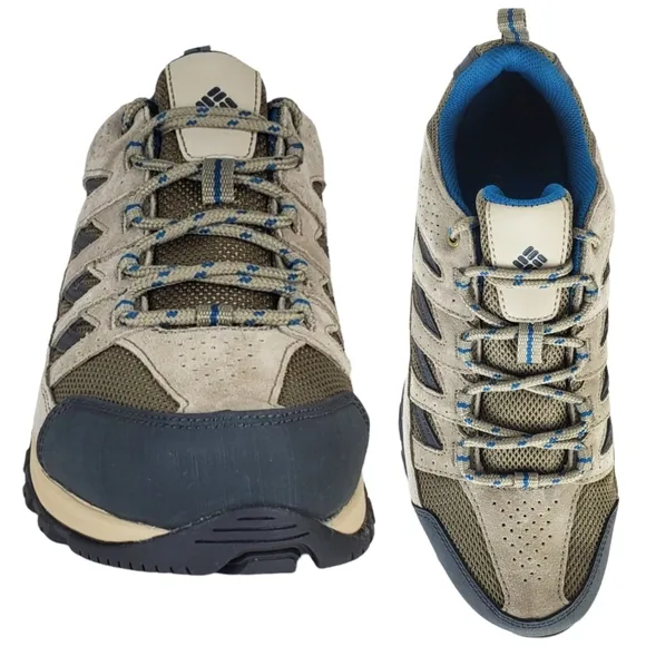 New Columbia crestwood suede mesh lace up hiking shoes wide pebble lagoon
