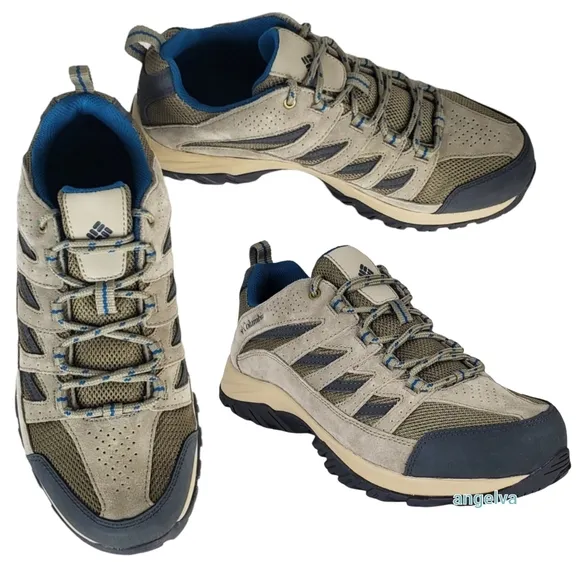 New Columbia crestwood suede mesh lace up hiking shoes wide pebble lagoon