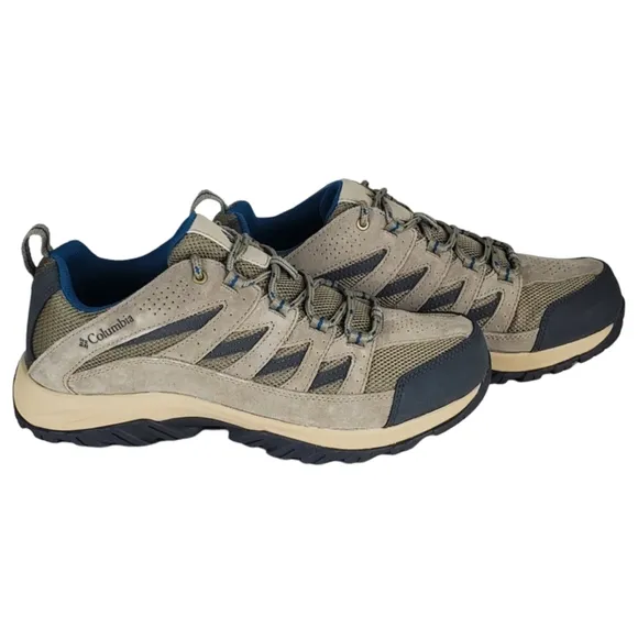 New Columbia crestwood suede mesh lace up hiking shoes wide pebble lagoon