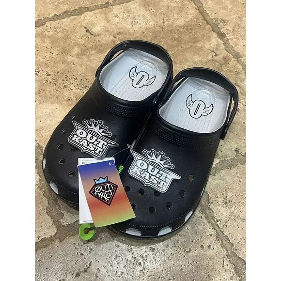 NEW Crocs OUTKAST‎ CLASSIC CLOG Black / Silver Size Men's 10 Womens 12