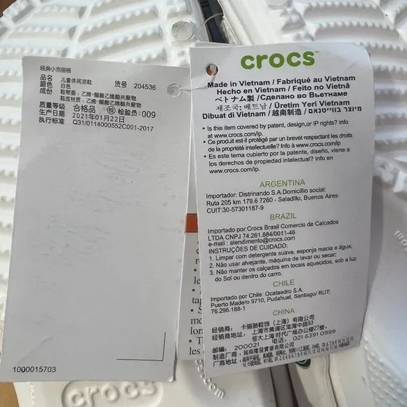 NEW! Crocs Unisex-Adult Classic Clogs , White, 8 Men/10 Women