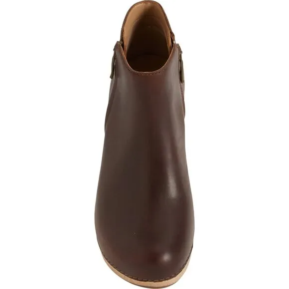 NEW Dansko women Lizanne Side-Zip Heeled Booties - Leather tan 253