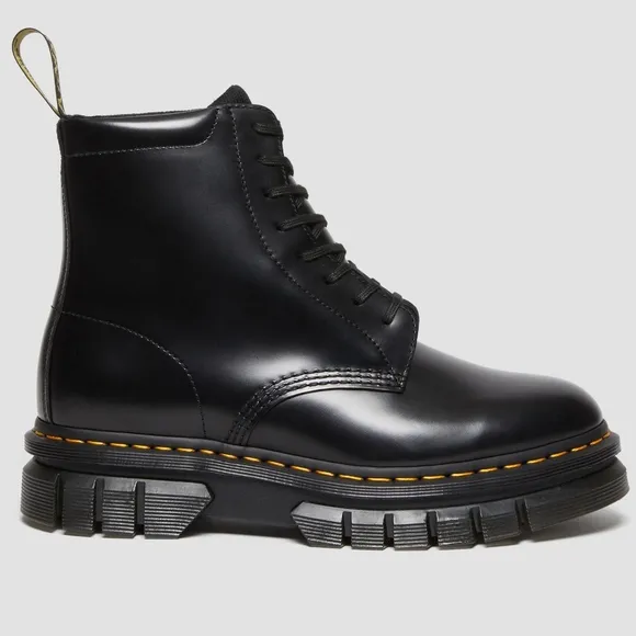 NEW Doc Martens Black Smooth Leather Rikard 8I Platform Boots 9