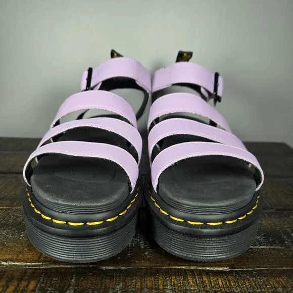 NEW Dr Doc Martens Blaire Platform Sandal Womens 10 Leather Shoes Strappy Purple