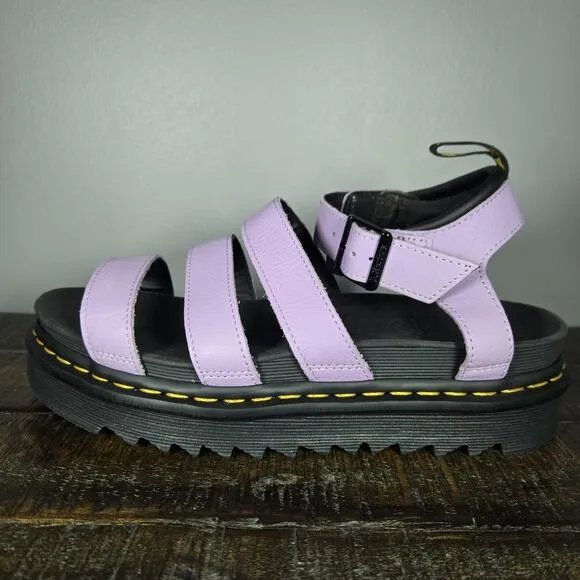 NEW Dr Doc Martens Blaire Platform Sandal Womens 10 Leather Shoes Strappy Purple