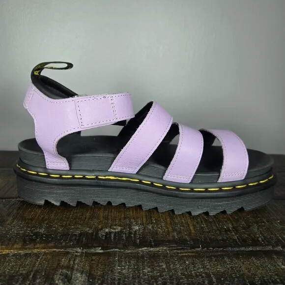 NEW Dr Doc Martens Blaire Platform Sandal Womens 10 Leather Shoes Strappy Purple