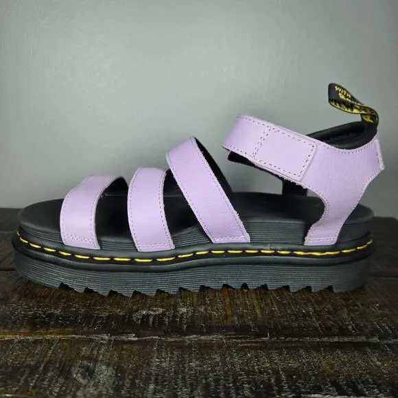 NEW Dr Doc Martens Blaire Platform Sandal Womens 10 Leather Shoes Strappy Purple