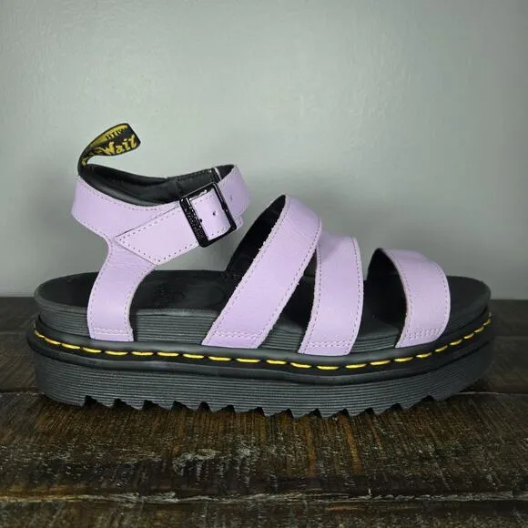 NEW Dr Doc Martens Blaire Platform Sandal Womens 10 Leather Shoes Strappy Purple