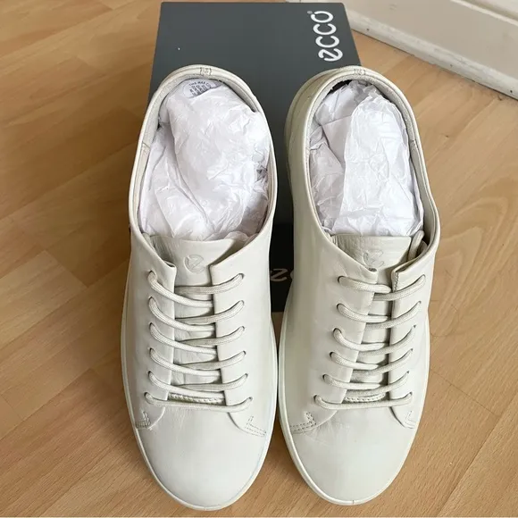 NEW ECCO Soft 8 Comfort 100% Leather Sneaker, Shadow White Off White Size 9, NIB