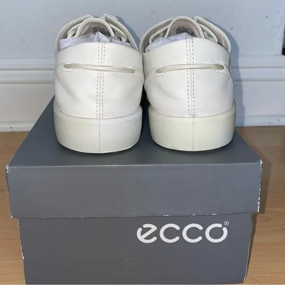 NEW ECCO Soft 8 Comfort 100% Leather Sneaker, Shadow White Off White Size 9, NIB