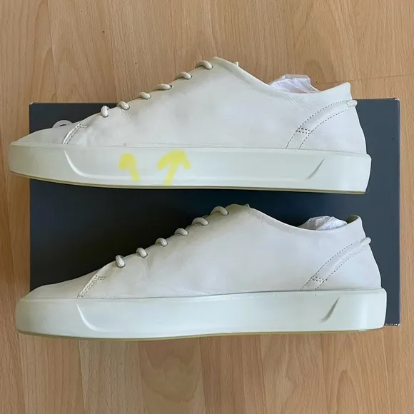 NEW ECCO Soft 8 Comfort 100% Leather Sneaker, Shadow White Off White Size 9, NIB