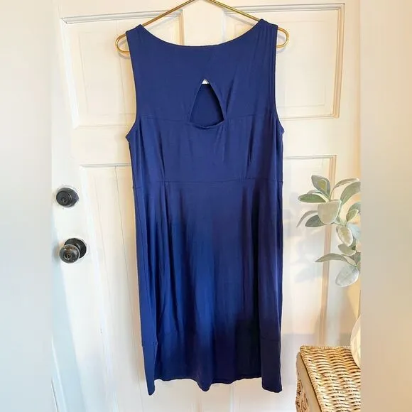 New Eileen Fisher, blue keyhole, sleeveless dress