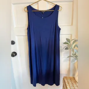 New Eileen Fisher, blue keyhole, sleeveless dress