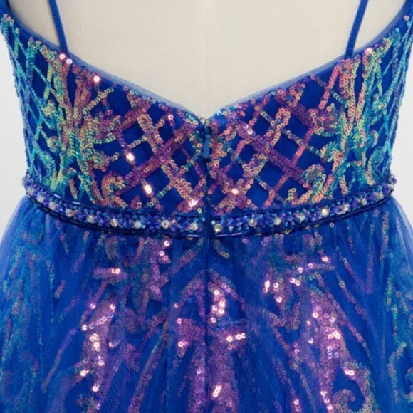 NEW FORMAL SLEEVELESS SHEATH DRESS EMBROIDERED W/ SPARKLING SEQUINS AS P2118
