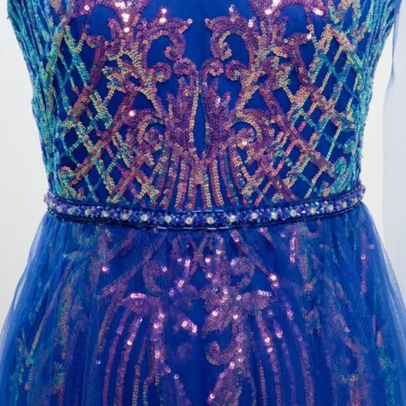 NEW FORMAL SLEEVELESS SHEATH DRESS EMBROIDERED W/ SPARKLING SEQUINS AS P2118