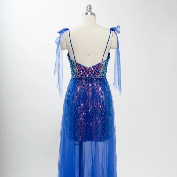 NEW FORMAL SLEEVELESS SHEATH DRESS EMBROIDERED W/ SPARKLING SEQUINS AS P2118
