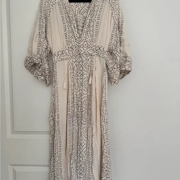 NEW Free People beige print Modern Kimono Style boho dress size 6
