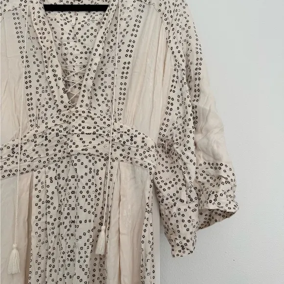 NEW Free People beige print Modern Kimono Style boho dress size 6