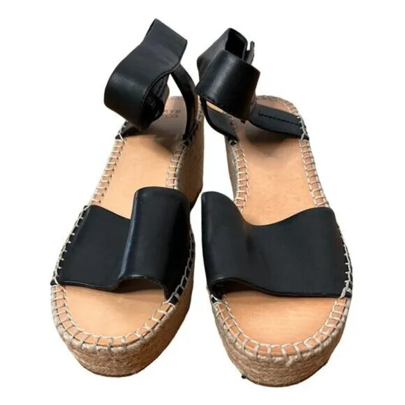 NEW! Frye 9.5 Amber Espadrille Platform Wedges $148 Leather Sandals Shoes Black