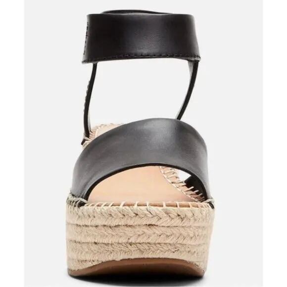 NEW! Frye 9.5 Amber Espadrille Platform Wedges $148 Leather Sandals Shoes Black