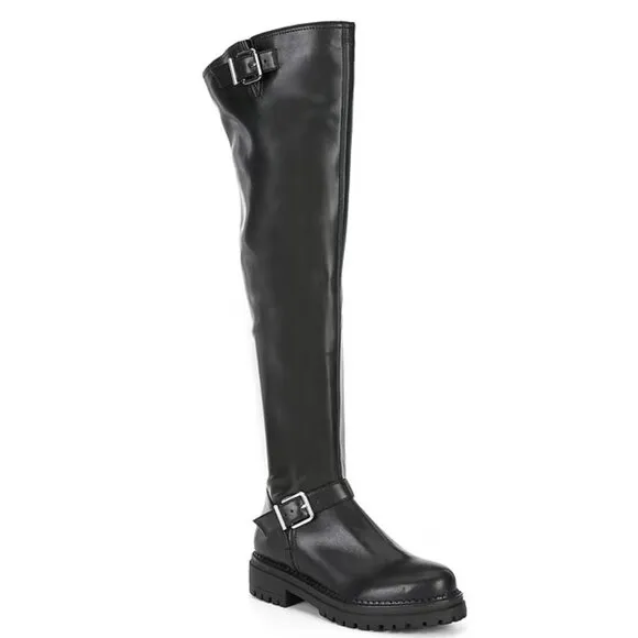 NEW GB Game-Changer Over-the-Knee Lug Sole Combat Boots in Black
