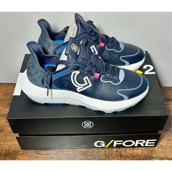New- G/Fore GFORE G4 MG4x2 Debossed Skull T Golf Shoes Sneakers Women's 8 Blue