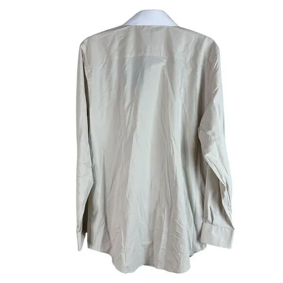 NEW G/FORE Mens Modern Spread Dress Shirt Beige Stretch Skull Button Up $185 - L