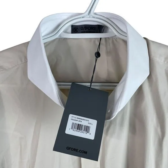 NEW G/FORE Mens Modern Spread Dress Shirt Beige Stretch Skull Button Up $185 - L