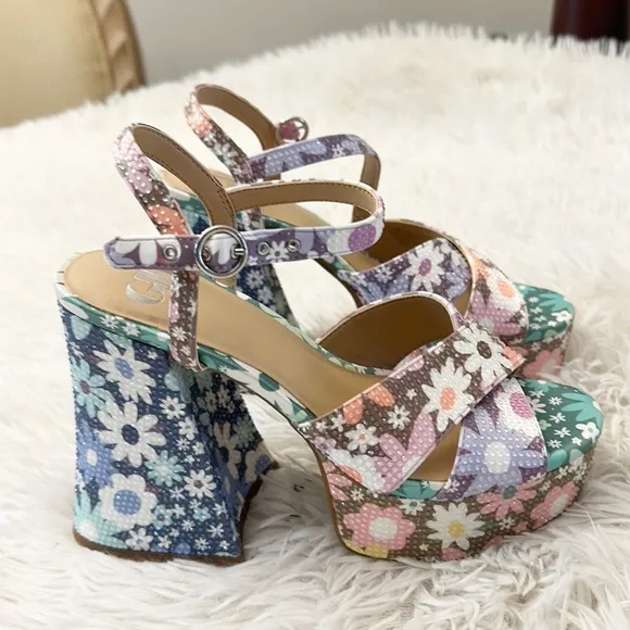 NEW Gianni Bini Daisy Multi Platform Heel Sandals women size 6.5