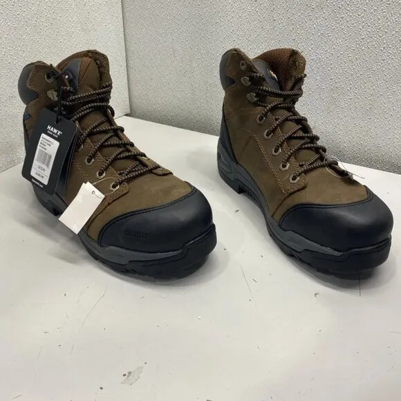 NEW Hawx Lace-To-Toe Waterproof Work Boots Brown Men’s Size 10.5