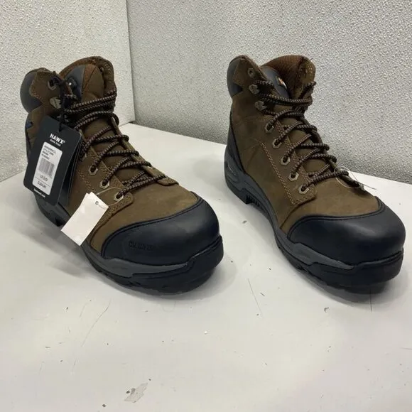 NEW Hawx Lace-To-Toe Waterproof Work Boots Brown Men’s Size 10.5