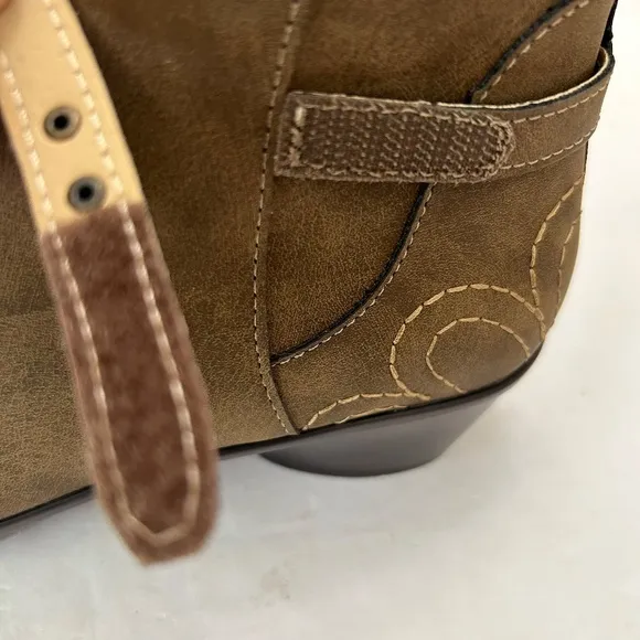 New Jambu JBU NINA Sz 6.5 M Platform Ankle Boots Booties Brown Shoes Zip Embroid