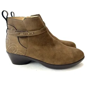 New Jambu JBU NINA Sz 6.5 M Platform Ankle Boots Booties Brown Shoes Zip Embroid