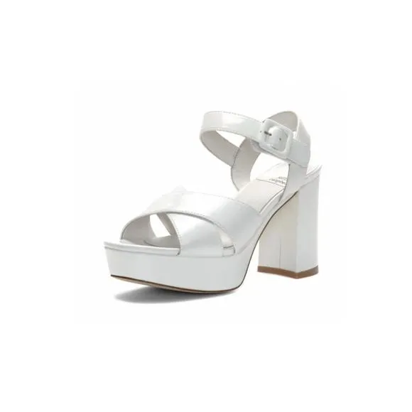 NEW JEFFREY CAMPBELL women's amma platform heels in white crinkle patent
