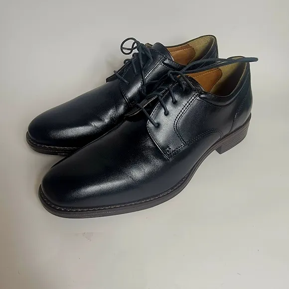 NEW Johnston &amp; Murphy Mason Plain Toe Men's Black Leather Dress Shoes Size 8