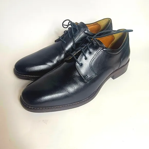 NEW Johnston &amp; Murphy Mason Plain Toe Men's Black Leather Dress Shoes Size 8