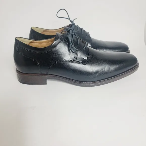NEW Johnston &amp; Murphy Mason Plain Toe Men's Black Leather Dress Shoes Size 8