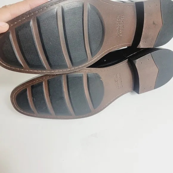 NEW Johnston &amp; Murphy Mason Plain Toe Men's Black Leather Dress Shoes Size 8