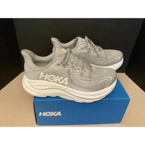 New! Mens Hoka One One Clifton 10 X-Wide Grey Running Shoes. Size 10-4E Wide.