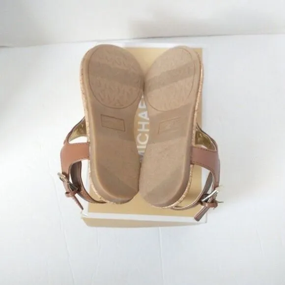 New! MICHAEL KORS Little Girls Plate T-Strap Sandals Shoes Cognac Brown Size 13