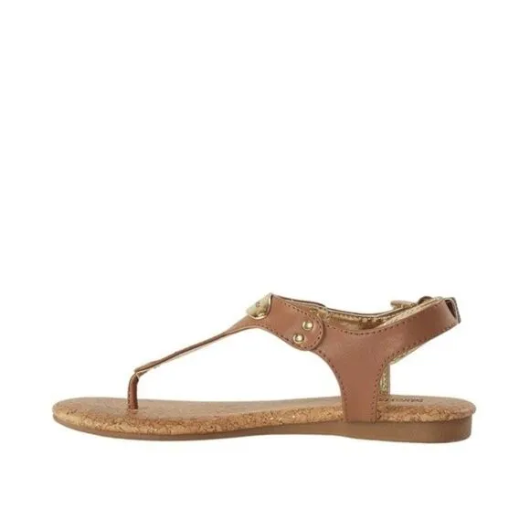 New! MICHAEL KORS Little Girls Plate T-Strap Sandals Shoes Cognac Brown Size 13