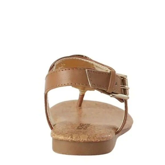 New! MICHAEL KORS Little Girls Plate T-Strap Sandals Shoes Cognac Brown Size 13