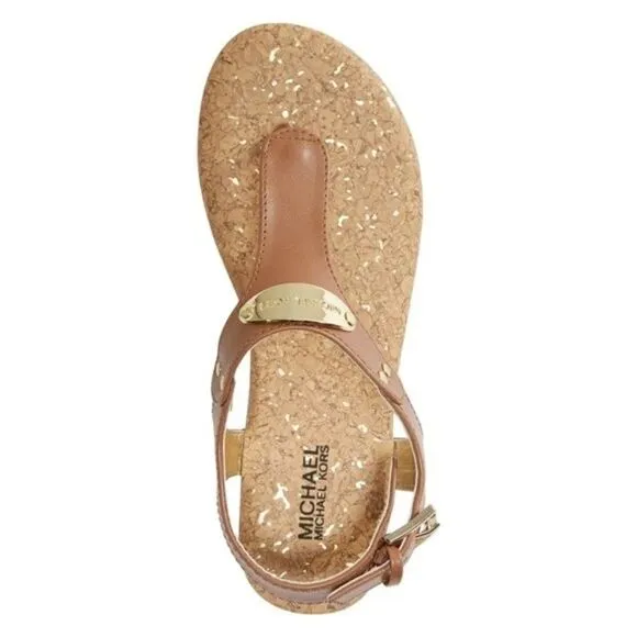 New! MICHAEL KORS Little Girls Plate T-Strap Sandals Shoes Cognac Brown Size 13