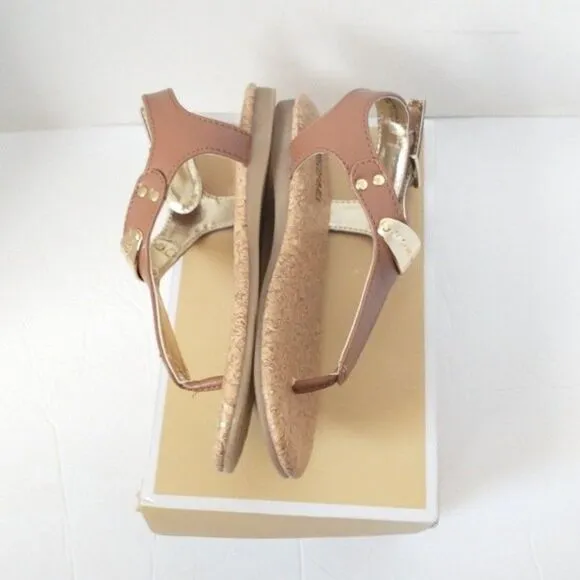 New! MICHAEL KORS Little Girls Plate T-Strap Sandals Shoes Cognac Brown Size 13