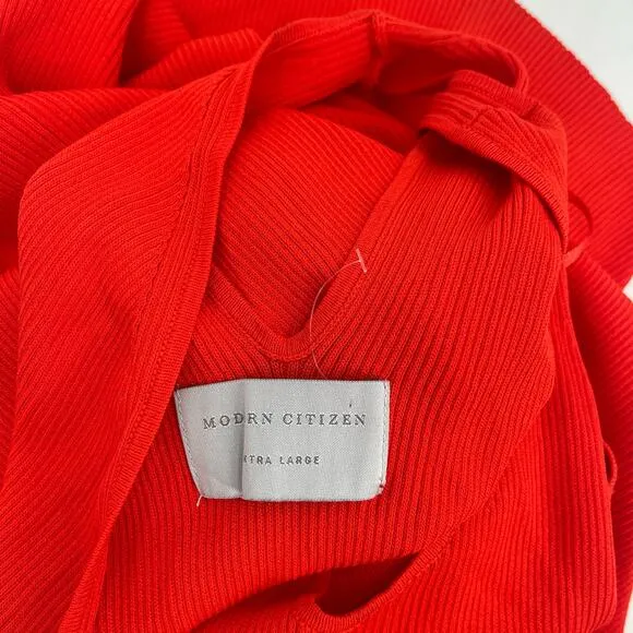 NEW MODERN CITIZEN Ally Dress Size Extra Large Ribbed Red Rib Twist Neck NWOT