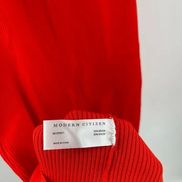 NEW MODERN CITIZEN Ally Dress Size Extra Large Ribbed Red Rib Twist Neck NWOT
