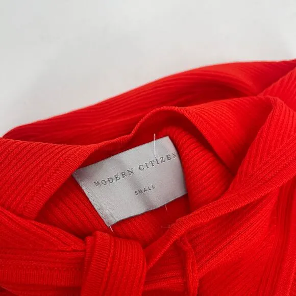 NEW MODERN CITIZEN Ally Dress Size Small Ribbed Red Rib Twist Neck NWOT Classic