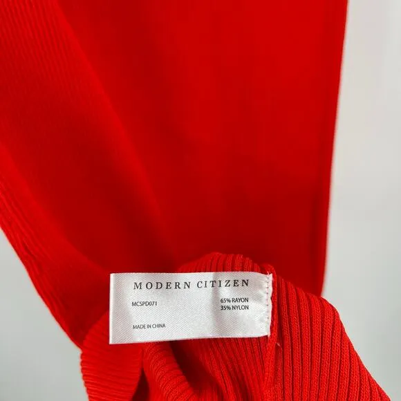 NEW MODERN CITIZEN Ally Dress Size Small Ribbed Red Rib Twist Neck NWOT Classic