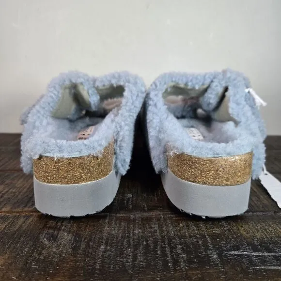 NEW Papillio by Birkenstock Arizona Shearling Womens Size 7 Sandal Slippers Blue